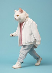 White cat footwear mammal animal. AI generated Image by rawpixel.