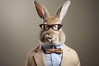 Rabbit animal portrait glasses.