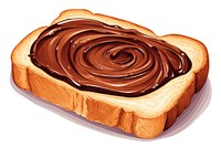 Toast with chocolate spread bread food white background.