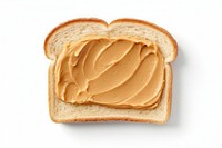 Toast with peanut butter bread food white background.
