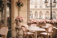 Paris bistro architecture restaurant furniture. AI generated Image by rawpixel.