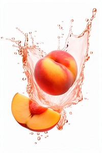 Peach fruit plant white background. AI generated Image by rawpixel.