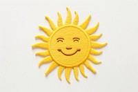 A sun in embroidery style anthropomorphic representation creativity.