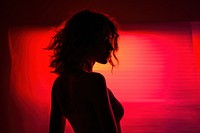 Backlighting silhouette adult woman.