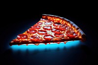Photography of a piece pizza radiant silhouette light food illuminated.