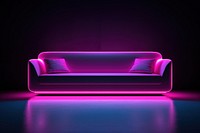 Photography of a sofa radiant silhouette light neon furniture.