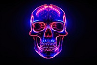 Photography of skull radiant silhouette light neon purple.