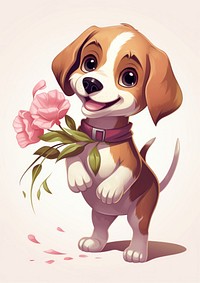 Beagle animal mammal flower. AI generated Image by rawpixel.