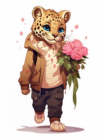 Leopard flower mammal animal. AI generated Image by rawpixel.