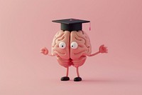Brain character graduation cartoon intelligence.