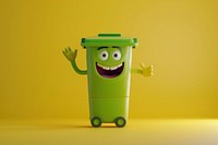 Green bin character cartoon smiling anthropomorphic.