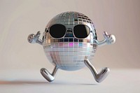 3d disco ball character glasses sphere technology.