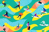 People surfing abstract pattern adult.