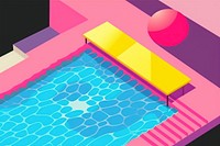 Swimming pool sunrise art relaxation furniture.