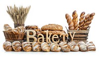 Bakery bread food white background.