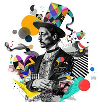 Paper collage of magician art abstract portrait.