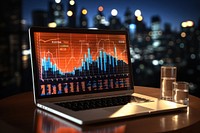 Management System to make report metrics computer laptop graph.