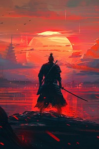 Samurai sunset nature sword.