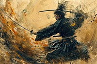 Samurai painting weapon sword.