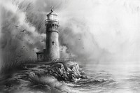 Lighthouse architecture drawing sketch.