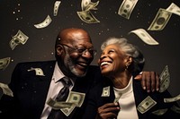 Black old happy couple saving money laughing portrait adult.