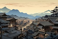 Traditional japanese towns architecture landscape tradition.