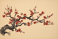 Traditional japanese twig painting blossom flower.