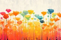 Spring Field and Rainbow flower backgrounds painting.