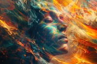 Psychedelic human meditation abstract surreal fire.