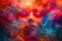 Psychedelic human meditation abstract portrait surreal.