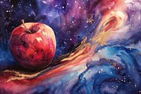 Apple in Galaxy watercolor background apple backgrounds painting.