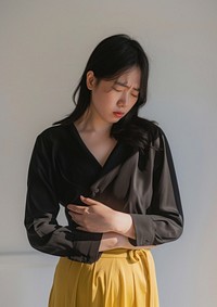 An Asian woman sleeve blouse adult.