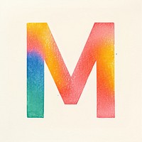 Letters M text art white background.