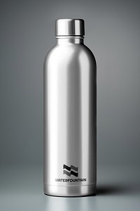 Silver insulated water bottle mockup psd