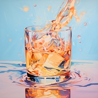 Alcoholic drinks painting whisky glass.