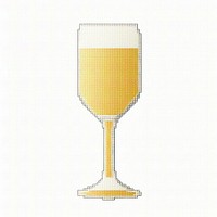 Cross stitch champagne glass drink wine white background.