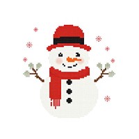 Cross stitch snowman embroidery winter white.