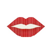 Cross stitch red lip lipstick white background cosmetics.