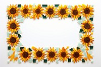 Mosaic sunflowers frame art plant white background.