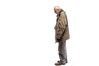 Elderly person have a sick standing footwear walking.