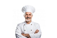 Confident chef portrait adult white background.