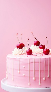 Pink aesthetic cake wallpaper dessert cream fruit.