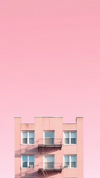 Pink aesthetic city wallpaper architecture building apartment.