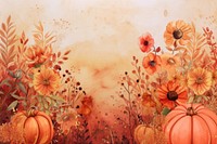 Pumpkin and Autumn Flower watercolor background flower backgrounds painting.