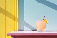 A minimalistic photography of cocktail bar in american cottage country side advertisment style lemonade drink refreshment.