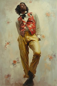 A circus male host painting portrait standing.