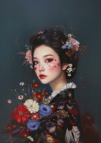 Model Asian woman painting portrait fashion.