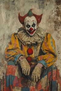 A circus clown painting art representation.
