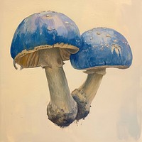 A vibrant blue mushroom painting fungus agaric.