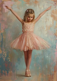 A ballet little girl dancing painting elegance.